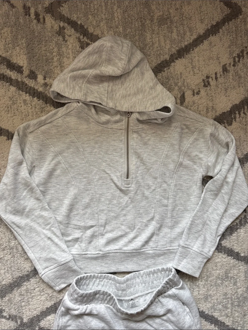 Danskin Light Gray Hooded Sweatshirt & Joggers Set